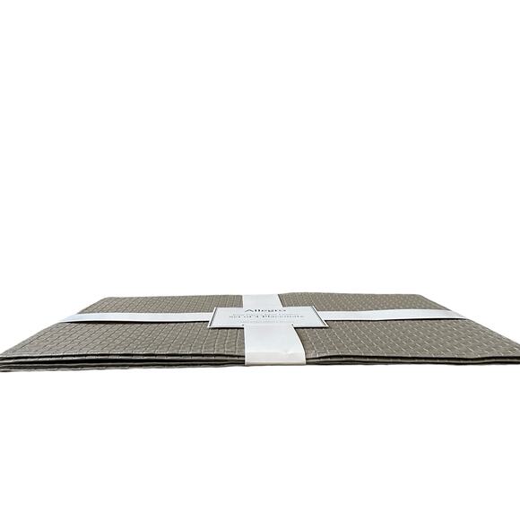 Allegro Metallic Silver Faux Leather Placemats 13x18 Set of 4 Holiday Glam NEW - Picture 3 of 15